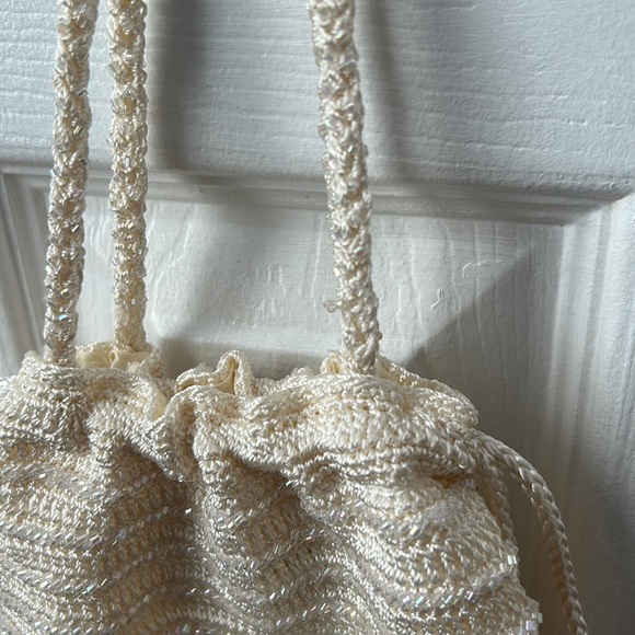 NWOT Carlo Fellini Gorgeous Vintage Cream Beaded Drawstring Evening Hand… - Picture 12 of 13